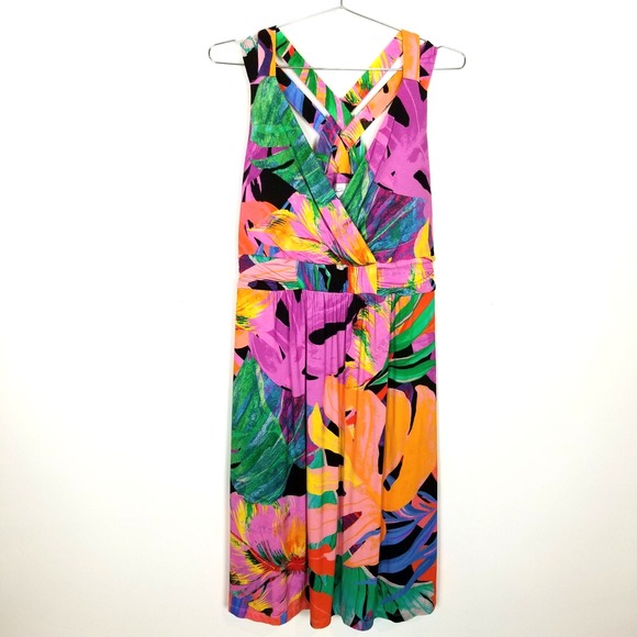Soma Women Soft Jersey Cross Back Strap Bra Dress Sz XL Paradise Palm Summer - Picture 1 of 12